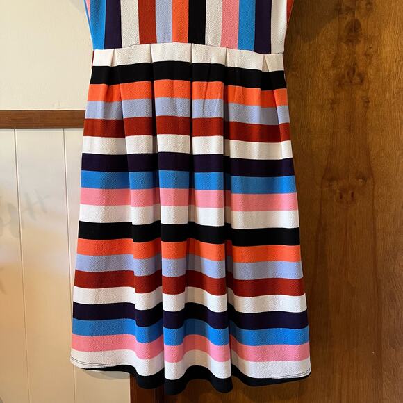 LULAROE Striped Amelia Dress Fit & Flare Short Sleeve Pockets Multicolor Women M - Picture 5 of 9